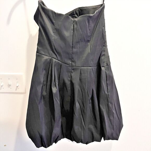 Betsy Adam Black Mini Dress Bubble Skirt 8 Women LBD Cocktail Formal Semi Ruched - Picture 5 of 14